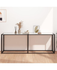 Table console Marbre blanc 200x35x75,5 cm Verre trempé | Mobilier & Déco