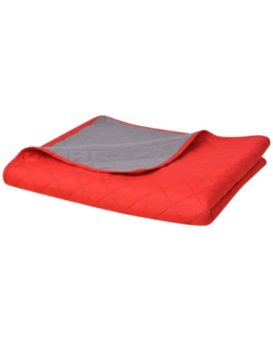 Couvre-lit matelassé double-face Rouge et gris 220x240 cm | Mobilier & Déco