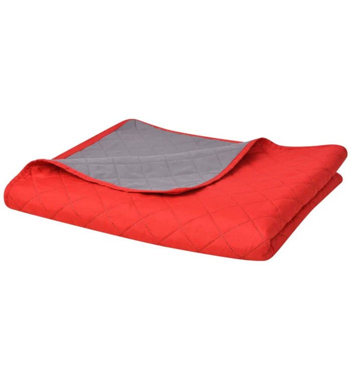Couvre-lit matelassé double-face Rouge et gris 220x240 cm | Mobilier & Déco