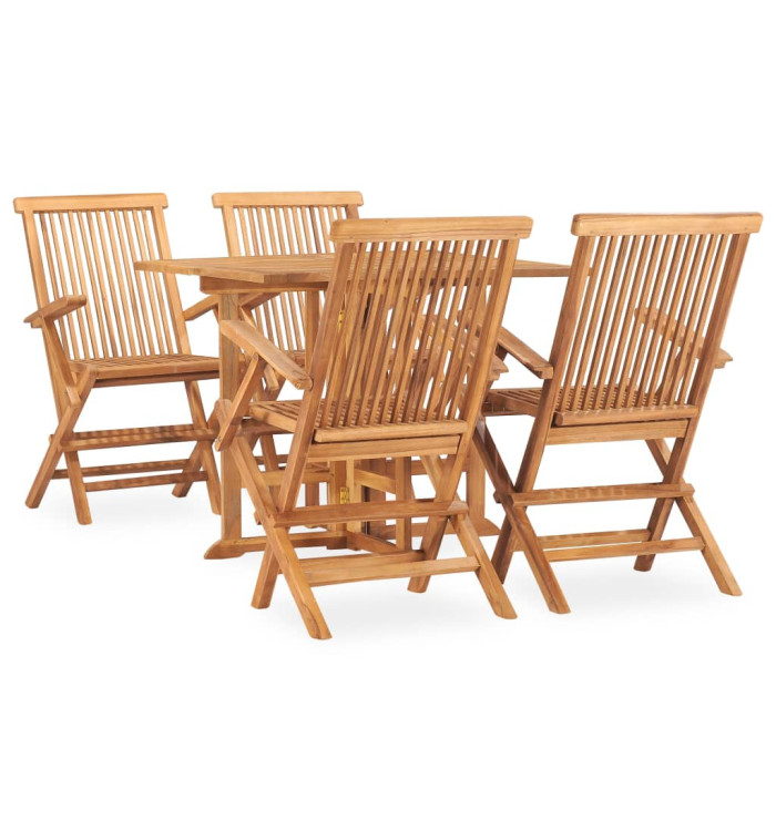 Ensemble à manger d'extérieur pliable 5 pcs Bois solide de teck | Mobilier & Déco