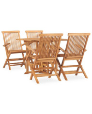 Ensemble à manger d'extérieur pliable 5 pcs Bois solide de teck | Mobilier & Déco