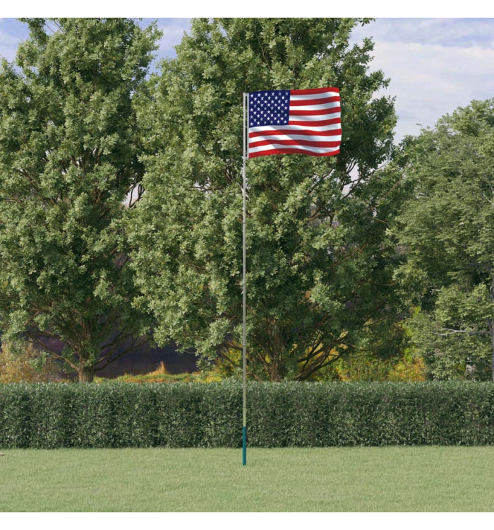 Drapeau des États-Unis et mât 5,55 m Aluminium | Mobilier & Déco