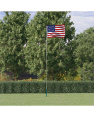 Drapeau des États-Unis et mât 5,55 m Aluminium | Mobilier & Déco