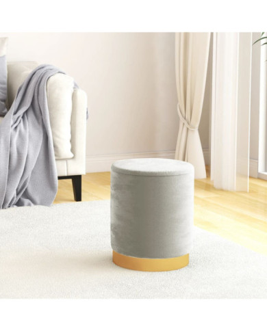 Tabouret de rangement rond Gris clair Velours | Mobilier & Déco