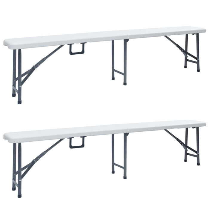 Bancs de jardin pliables lot de 2 180 cm PEHD Blanc | Mobilier & Déco