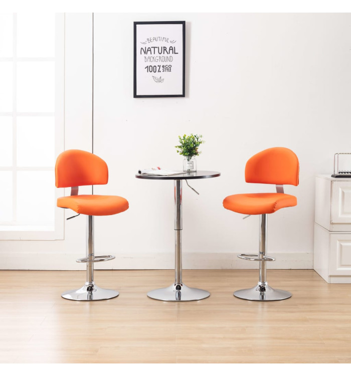 Tabourets de bar lot de 2 orange similicuir | Mobilier & Déco
