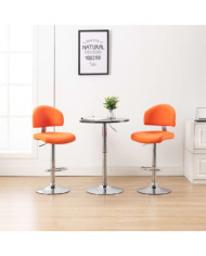 Tabourets de bar lot de 2 orange similicuir | Mobilier & Déco