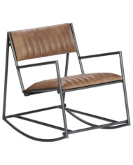 Chaise à bascule Marron clair Cuir véritable | Mobilier & Déco