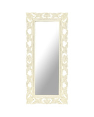 Miroir sculpté à la main Blanc 110x50cm Bois de manguier massif | Mobilier & Déco