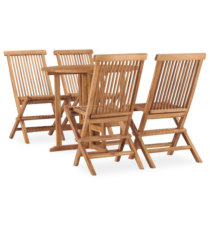 Ensemble à manger d'extérieur pliable 5 pcs Bois solide de teck | Mobilier & Déco