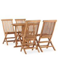 Ensemble à manger d'extérieur pliable 5 pcs Bois solide de teck | Mobilier & Déco