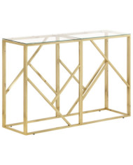 Table console doré acier inoxydable et verre trempé | Mobilier & Déco