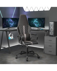 Chaise de jeu de massage gris et noir similicuir | Mobilier & Déco