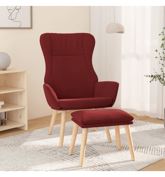 Chaise de relaxation avec repose-pied Rouge bordeaux Tissu | Mobilier & Déco