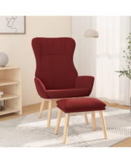 Chaise de relaxation avec repose-pied Rouge bordeaux Tissu | Mobilier & Déco