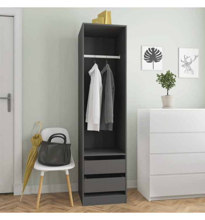 Garde-robe avec tiroirs Gris 50x50x200 cm Aggloméré | Mobilier & Déco