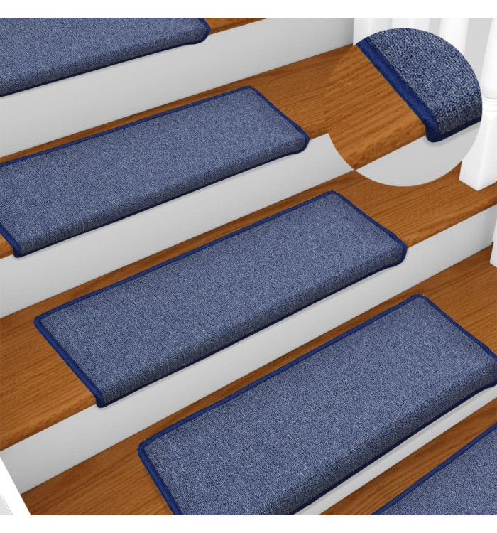 Tapis d'escalier 15 pcs 65x21x4 cm Bleu | Mobilier & Déco