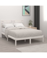 Cadre de lit sans matelas blanc 135x190 cm bois massif | Mobilier & Déco