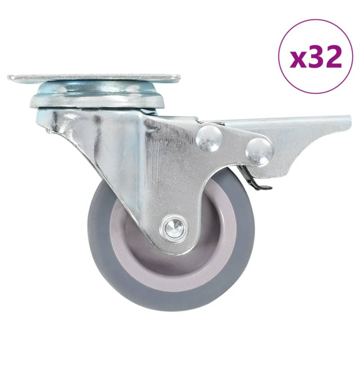 32 pcs Roulettes pivotantes 50 mm | Mobilier & Déco