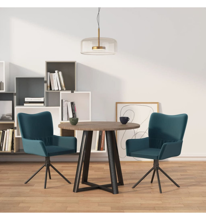 Chaises pivotantes à manger lot de 2 Bleu Velours | Mobilier & Déco