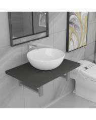 Meuble de salle de bain en deux pièces Céramique Gris | Mobilier & Déco