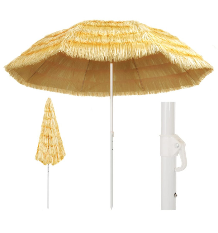 Parasol de plage Naturel 300 cm Style hawaïen | Mobilier & Déco