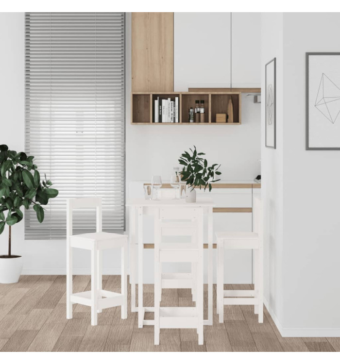 Ensemble de bar 5 pcs Blanc Bois de pin massif | Mobilier & Déco