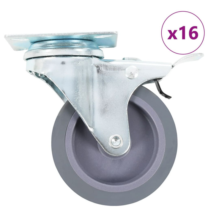16 pcs Roulettes pivotantes 75 mm | Mobilier & Déco