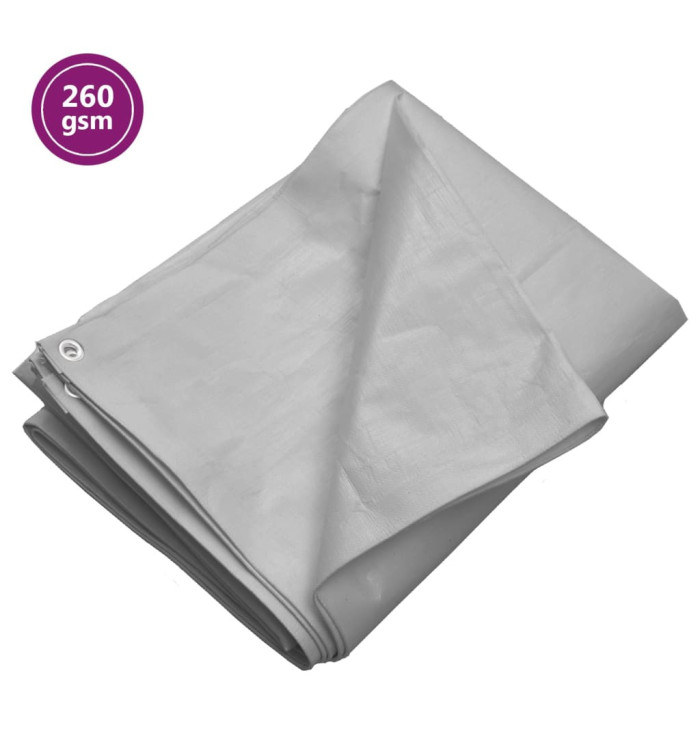 Bâche 260 g/m² 4x4 m Gris PEHD | Mobilier & Déco