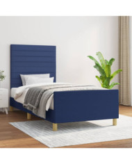 Cadre de lit sans matelas bleu 90x190 cm tissu | Mobilier & Déco