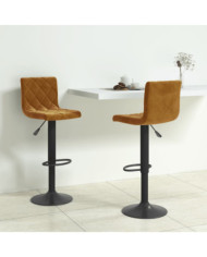 Tabourets de bar lot de 2 marron velours | Mobilier & Déco