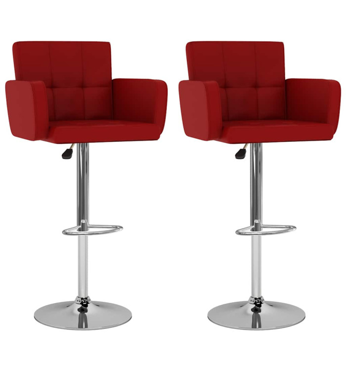 Tabourets de bar lot de 2 rouge bordeaux similicuir | Mobilier & Déco
