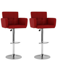 Tabourets de bar lot de 2 rouge bordeaux similicuir | Mobilier & Déco