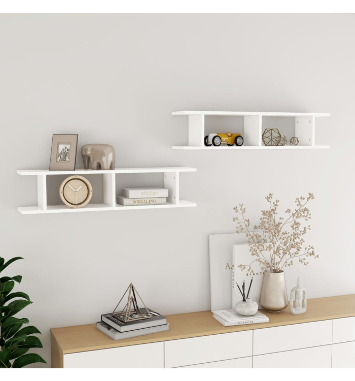 Étagères murales 2 pcs Blanc 90x18x20 cm bois d'ingénierie | Mobilier & Déco