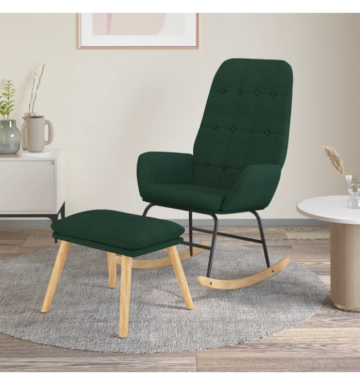 Chaise à bascule avec repose-pied Vert foncé Tissu | Mobilier & Déco