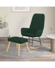 Chaise à bascule avec repose-pied Vert foncé Tissu | Mobilier & Déco