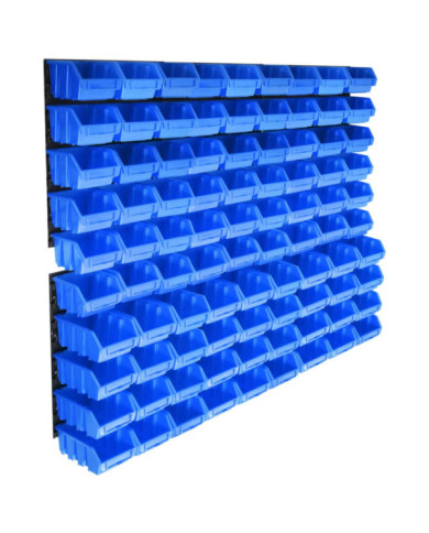 Kit de bacs de stockage avec panneaux muraux 96 pcs Bleu | Mobilier & Déco