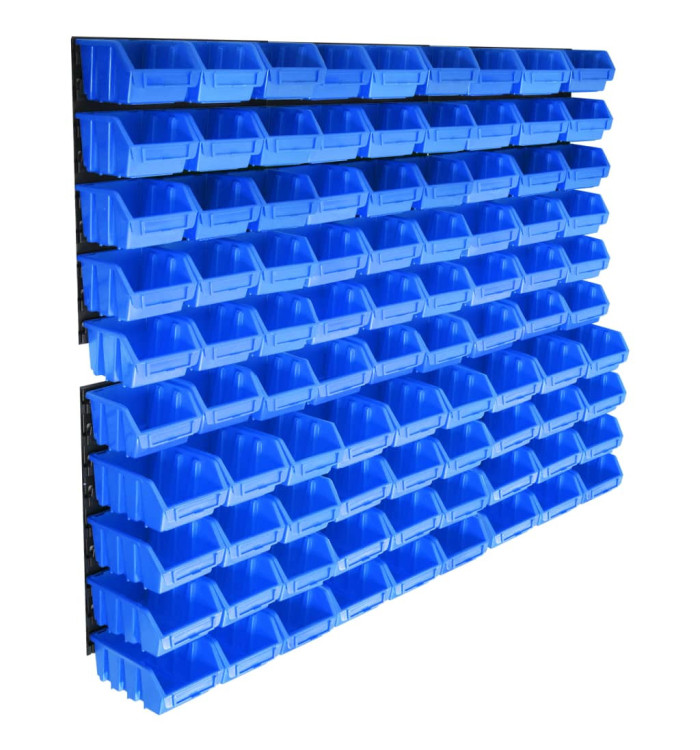 Kit de bacs de stockage avec panneaux muraux 96 pcs Bleu | Mobilier & Déco