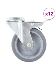 12 pcs Roulettes pivotantes à trou de boulon 100 mm | Mobilier & Déco