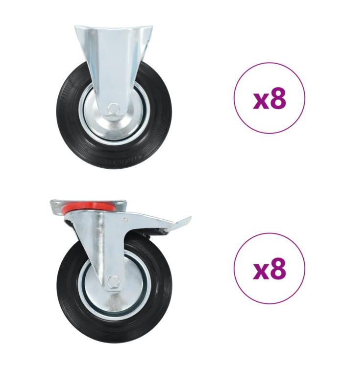 16 pcs Roulettes 200 mm | Mobilier & Déco