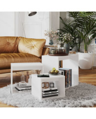 Tables gigognes 3 pcs Blanc Aggloméré | Mobilier & Déco
