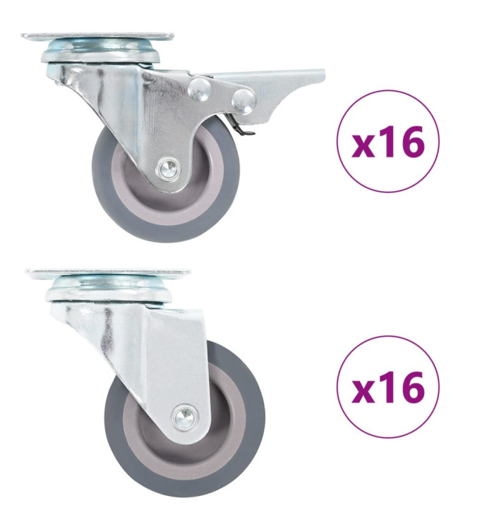 32 pcs Roulettes pivotantes 50 mm | Mobilier & Déco
