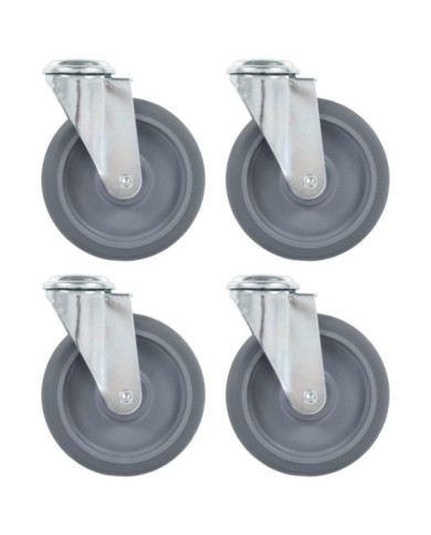 4 pcs Roulettes pivotantes à trou de boulon 125 mm | Mobilier & Déco