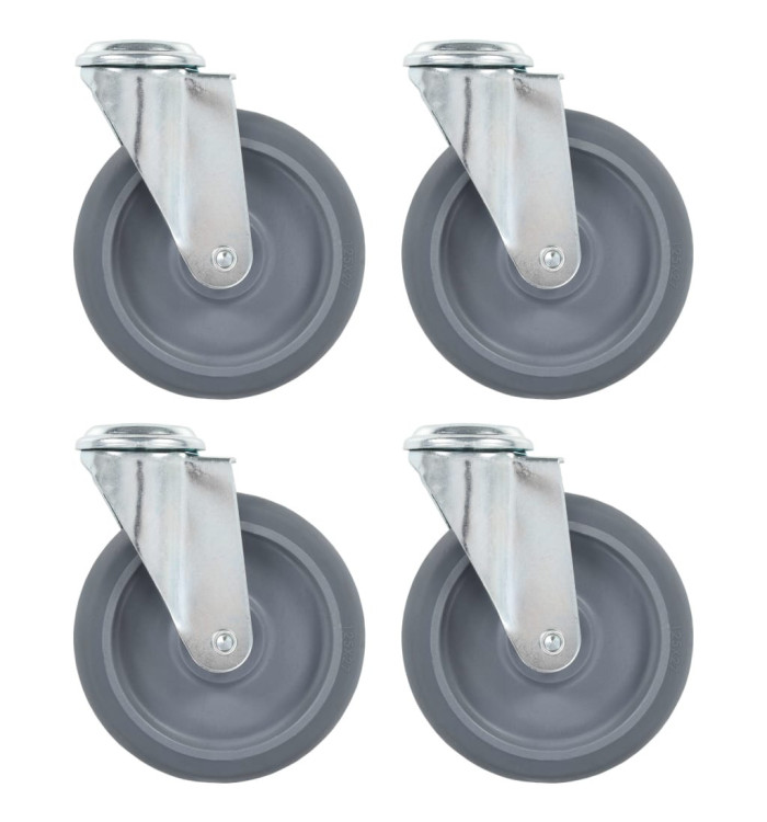 4 pcs Roulettes pivotantes à trou de boulon 125 mm | Mobilier & Déco