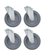 4 pcs Roulettes pivotantes à trou de boulon 125 mm | Mobilier & Déco