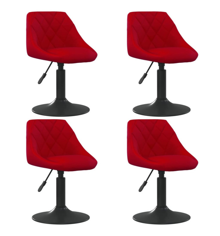Chaises à manger pivotantes lot de 4 rouge bordeaux velours | Mobilier & Déco