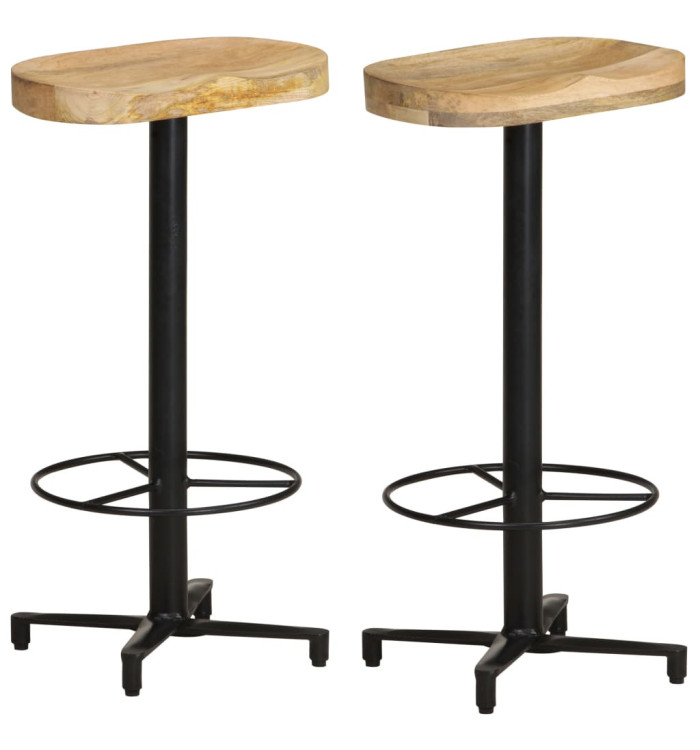 Tabourets de bar lot de 2 76 cm bois de manguier massif | Mobilier & Déco