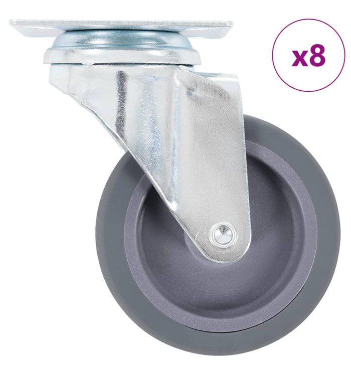 8 pcs Roulettes pivotantes 75 mm | Mobilier & Déco