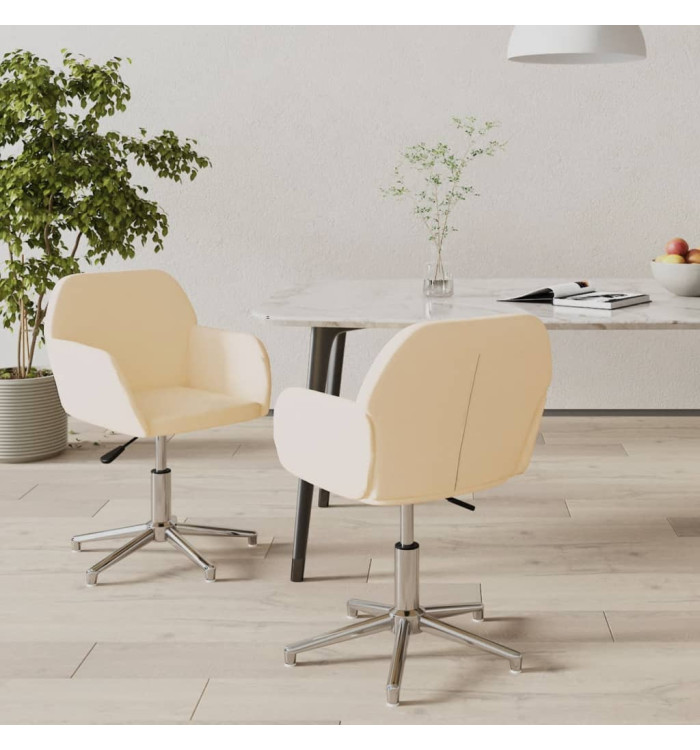 Chaises pivotantes à manger lot de 2 Crème Tissu | Mobilier & Déco