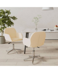 Chaises pivotantes à manger lot de 2 Crème Tissu | Mobilier & Déco